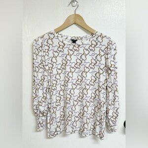 Ann Taylor Women’s Pullover Chain Heart Modal Blouse Size Large Petite